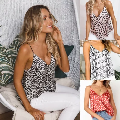 

2022New Women Ladies leopard Chiffon Camis printed new blouse vest tank sleeveless fashion style top Tank Top