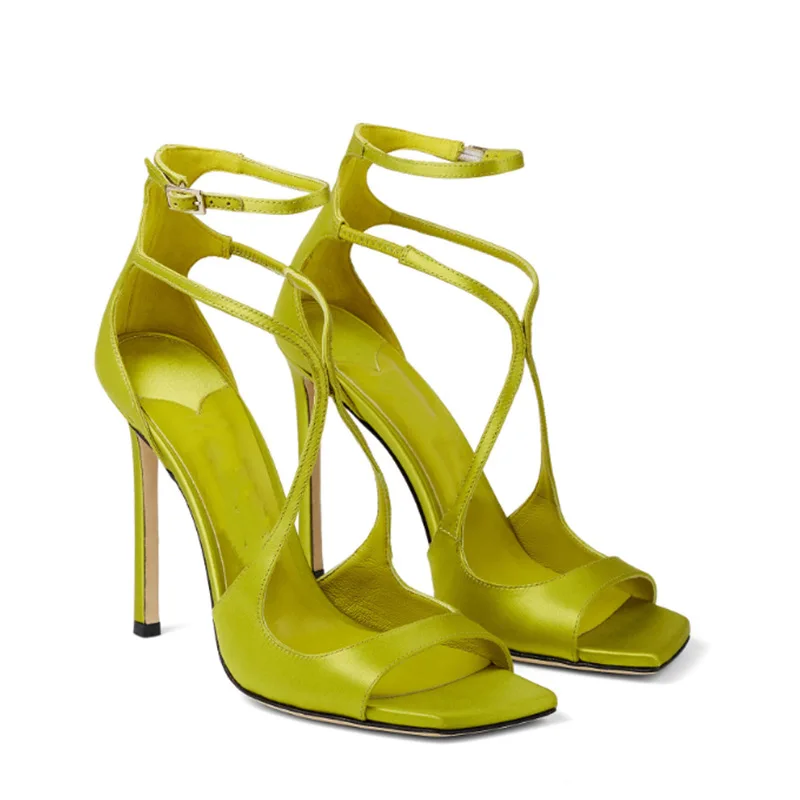 

2022 Summer Stiletto Thin High Heel Ankle Strap Sandal Sexy Wedding Bridal Evening Party Dress Fashion Ball Lady Shoe 43-CHC-26