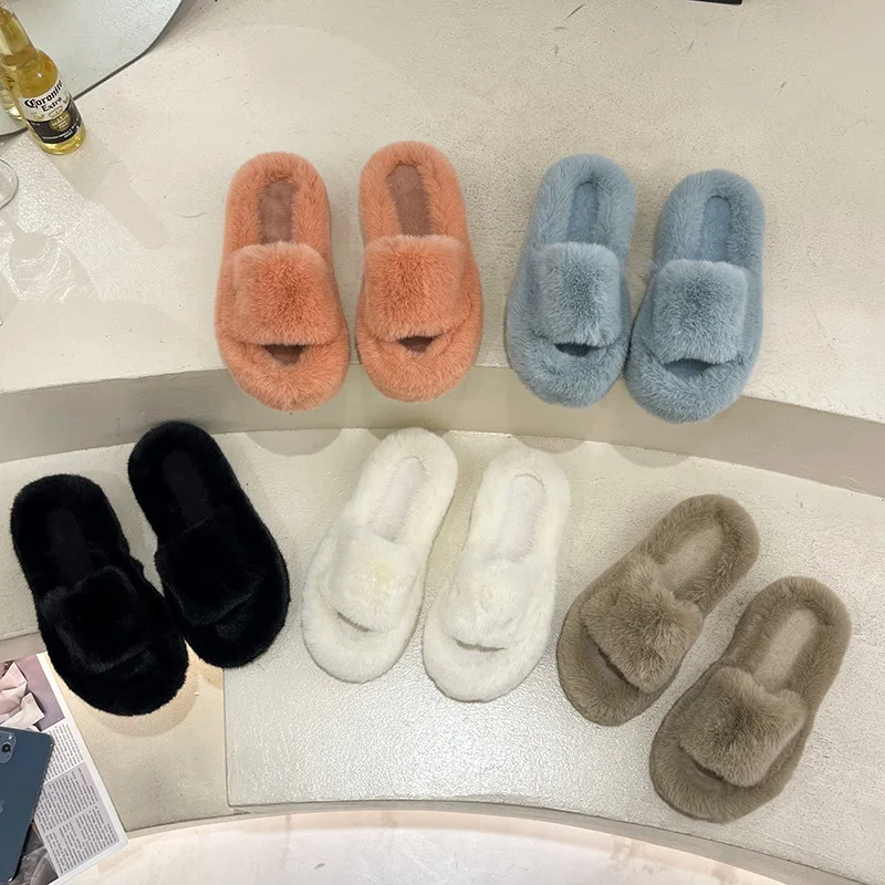 

Female Shoes Womens Slippers Outdoor Fur Flip Flops Low Slides Big Size Platform Flip-Flops 2023 Plush Hawaiian Basic Rubber Hoo