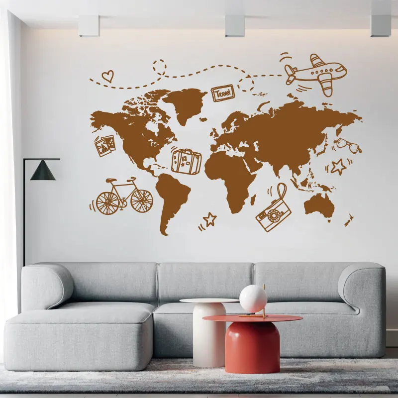 Дорожная карта мира настенная наклейка офис путешествие агент праздник дом