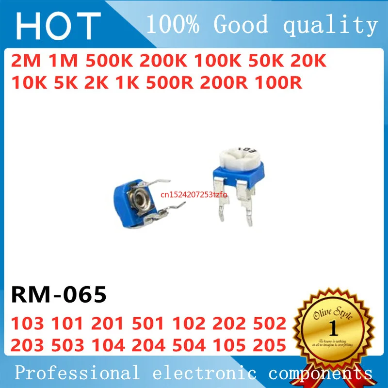 

20PC 10K RM-065-103 101 201 501 102 202 502 203 503 104 204 504 105 Variable Resistor 1/2/5/50/k 200R/M adjustable potentiometer
