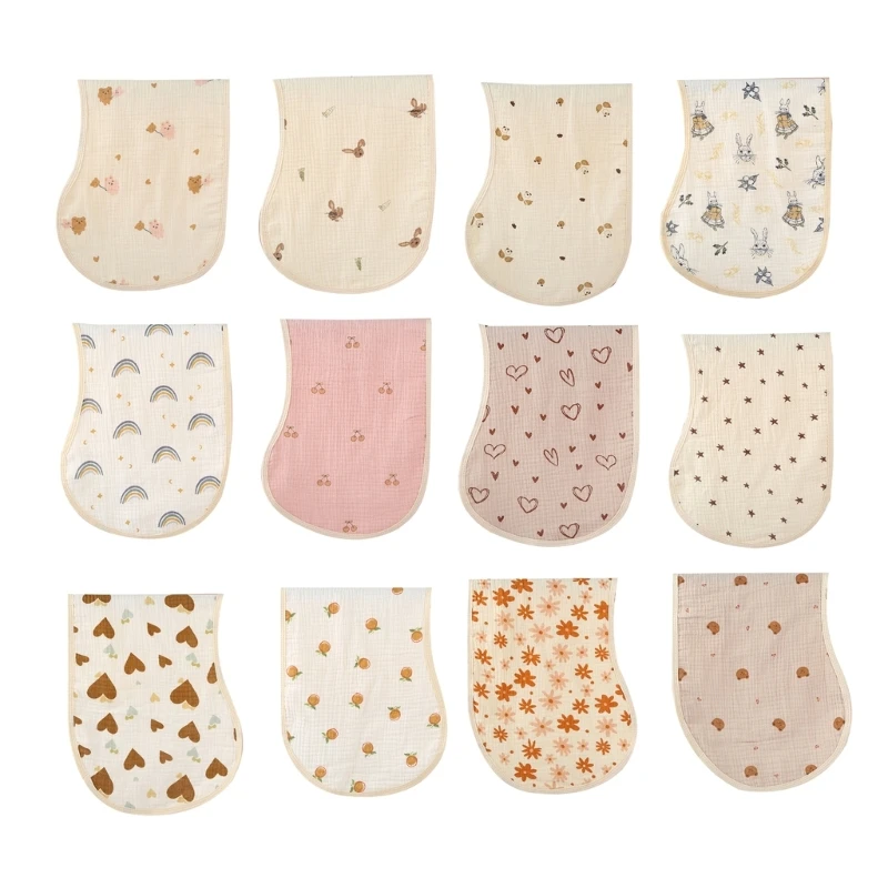 4-layers Burp Rags Muslin Burp Cloths Ultra-Absorbent Burping Cloths for Girl-Boy Muslin Washcloths Bibs Saliva- Towel