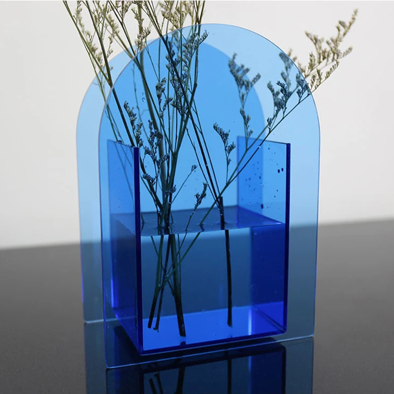 

Nordic Style Glass Vase Flower Luxury Wedding Artificial Design Funky Vase Acrylic Office Aesthetic Macetas Ornaments For Home