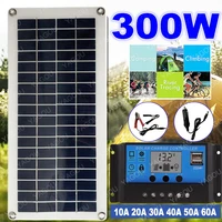 300w solar panel kit complete 12v usb with 10 60a controller solar cells for car yacht rv boat moblie phone battery charger ip65