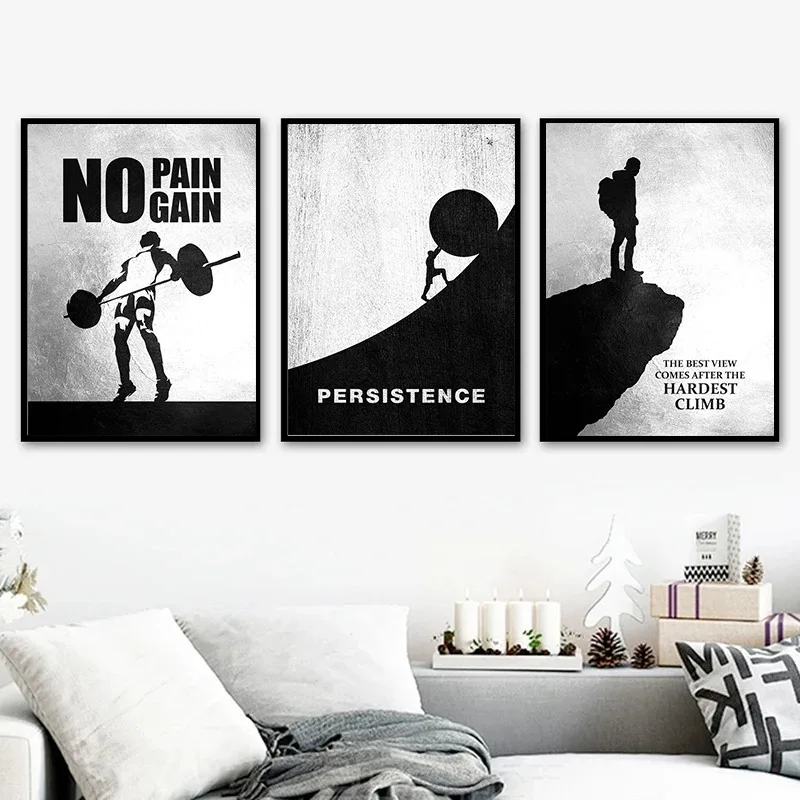 Черно-белые Мотивационные Спортивные Постеры С Цитатами Принт На Холсте