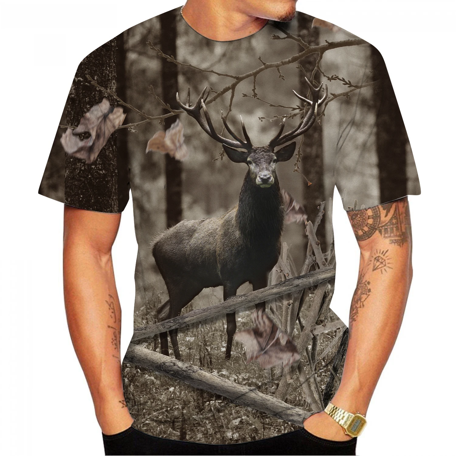 

Мужская футболка с 3D-принтом, круглым вырезом и коротким рукавом