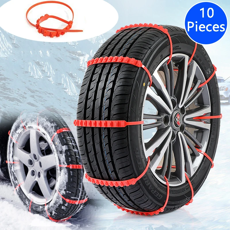 

10Pcs Anti Skid Snow Chains Car Winter Tire Wheels Chains Winter Outdoor Snow Tire Emergency Anti-Skid Auto Wheels Accessories