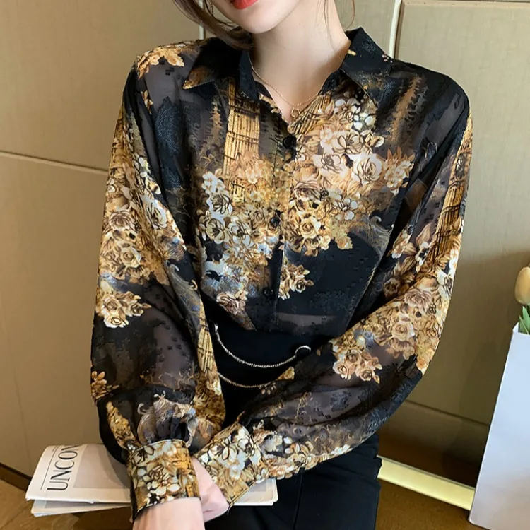 

2022 Spring New Elegant Ol Lapel Shirt Women's Design Sense Niche Top
