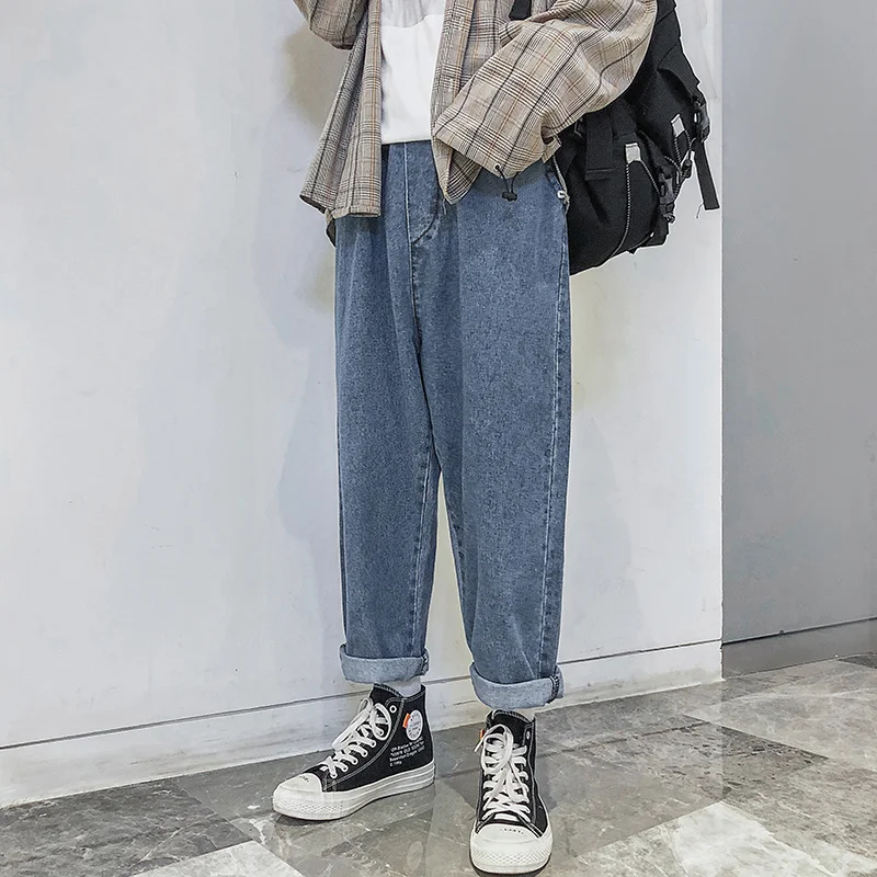 Blue Harun Jeans Men Fashion Retro Oversize Casual Straight Jeans Men Streetwear Korean Loose Denim Pants Mens Trousers S-3XL