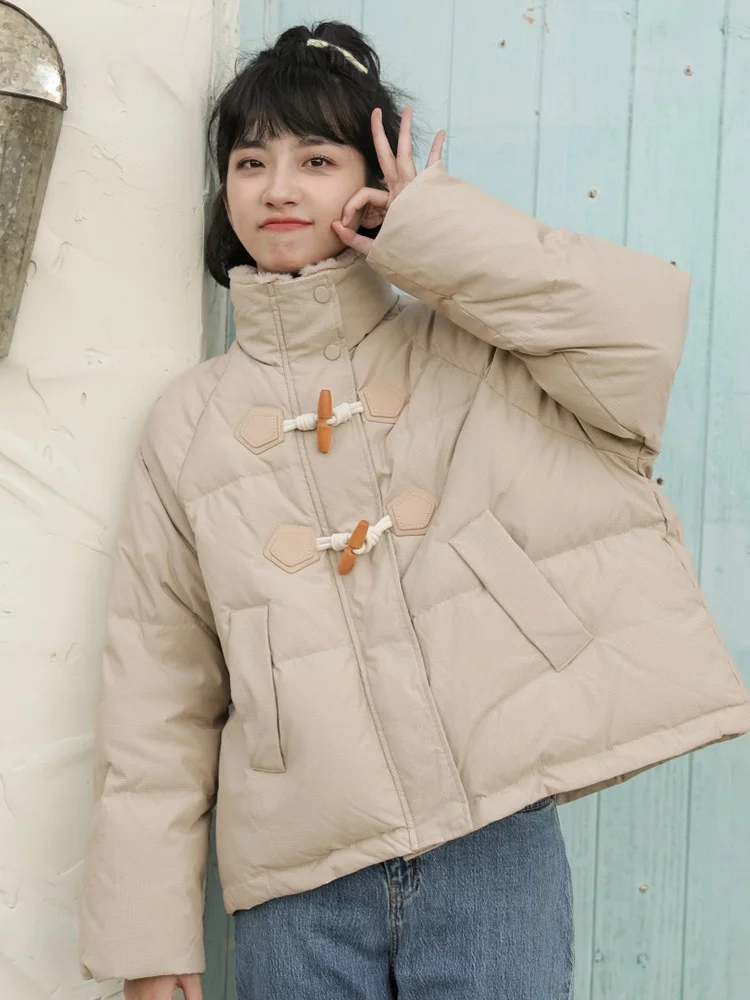 La Chabell 7M 2024 Новая зимняя лоскутная водолазка с роговой пряжкой Куртка на