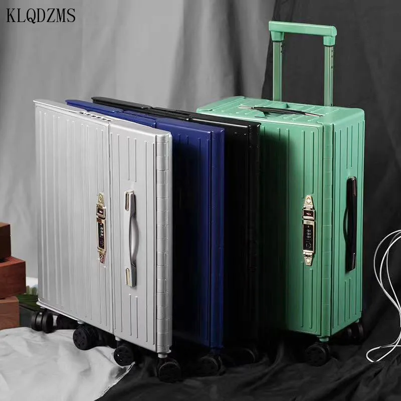 KLQDZMS 20Inch Multifunctional Foldable Suitcase With Sturdy Boarding Box Unisex Student College Roller High Quality Luggage Bag