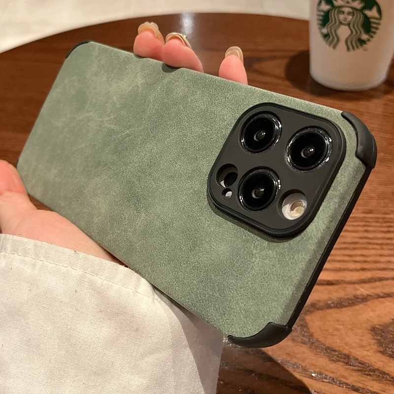 

Vintage Sheepskin Leather Soft Case For iPhone 14 13 12 11 Pro Max Plus X XS XR 7 8 Plus iPhone13 13Pro Shock Proof Cases Cover