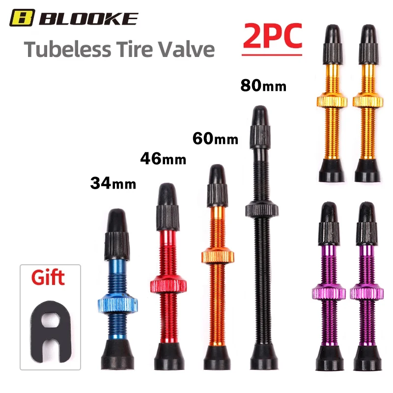

2PCS Aluminum alloy Bicycle Tubeless Valve Presta F/V Cap Core 34mm 46mm 60mm 80mm Mountain Nipple W/Tool For MTB Road bike