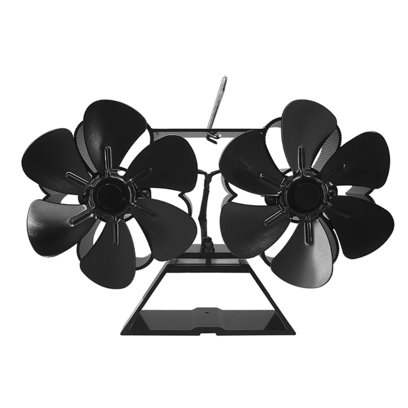 

12 Blades Fireplace Fan Dual Motors Chimney Fan Energy-saving Oven Fan Non Electricity Required Oven Heat Powered DY806 R7UA