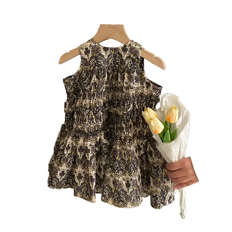 

2-8yrs Girls Dresses Cotton Print Sleeveless Spring Summer Clothing Ropa Fashion Cute Girl Dress Vestido Casual Kids Costume