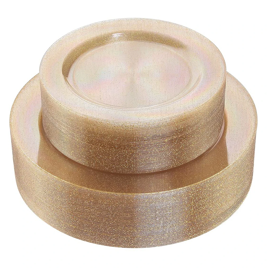 40 Gold Plastic Plates-Disposable Gold Glitter Plates,Include 20-10.25
