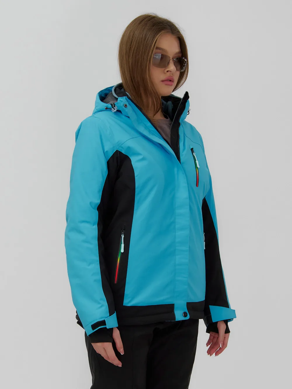 Горнолыжная куртка женская зимняя синего цвета 027S |