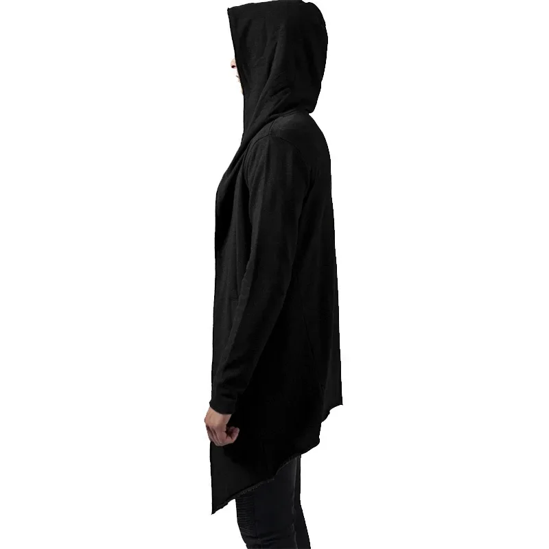 Мужской кардиган с капюшоном однотонная ветровка в уличном стиле осенне-зимние