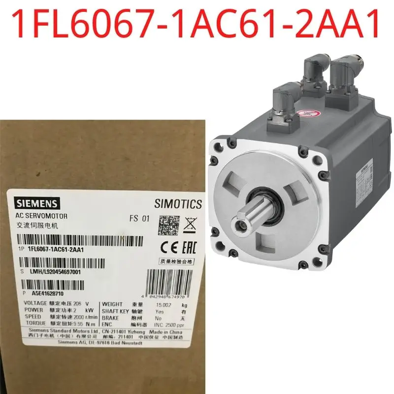 

1FL6067-1AC61-2AA1 Brand New SIMOTICS S-1FL6-1FL6 Operating voltage 3AC 400 V Pn=2 kW; Nn=2000 rpm M0=15 Nm; MN=9.55 Nm