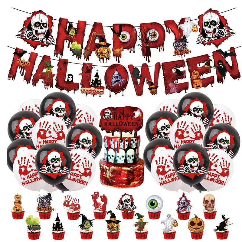 

Воздушный шар на Хэллоуин знаки, баннер, Череп, кровавый ужасный Хэллоуин