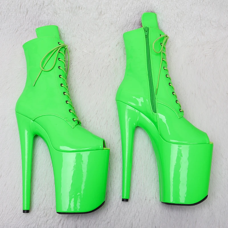 Leecabe  23CM/9inches shining PU upper Sexy boots  High Heels Platform Pole Dance shoes