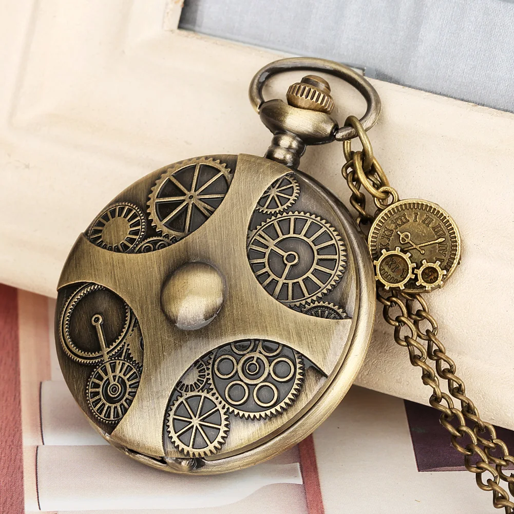 Часы наручные кварцевые в ретро-стиле с подвеской-крестом, карманные в античном стиле из бронзы, с римскими цифрами, аксессуар для одежды, подарок для детей