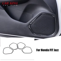 for honda fit jazz 2014 2018 abs mattecarbon fibre car door inner speaker audio horn ring cover trim car styling accessories