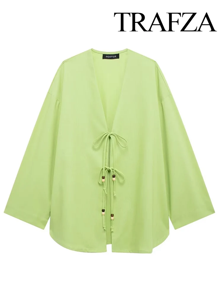 Женская блузка-кимоно из хлопка и льна 4 цвета