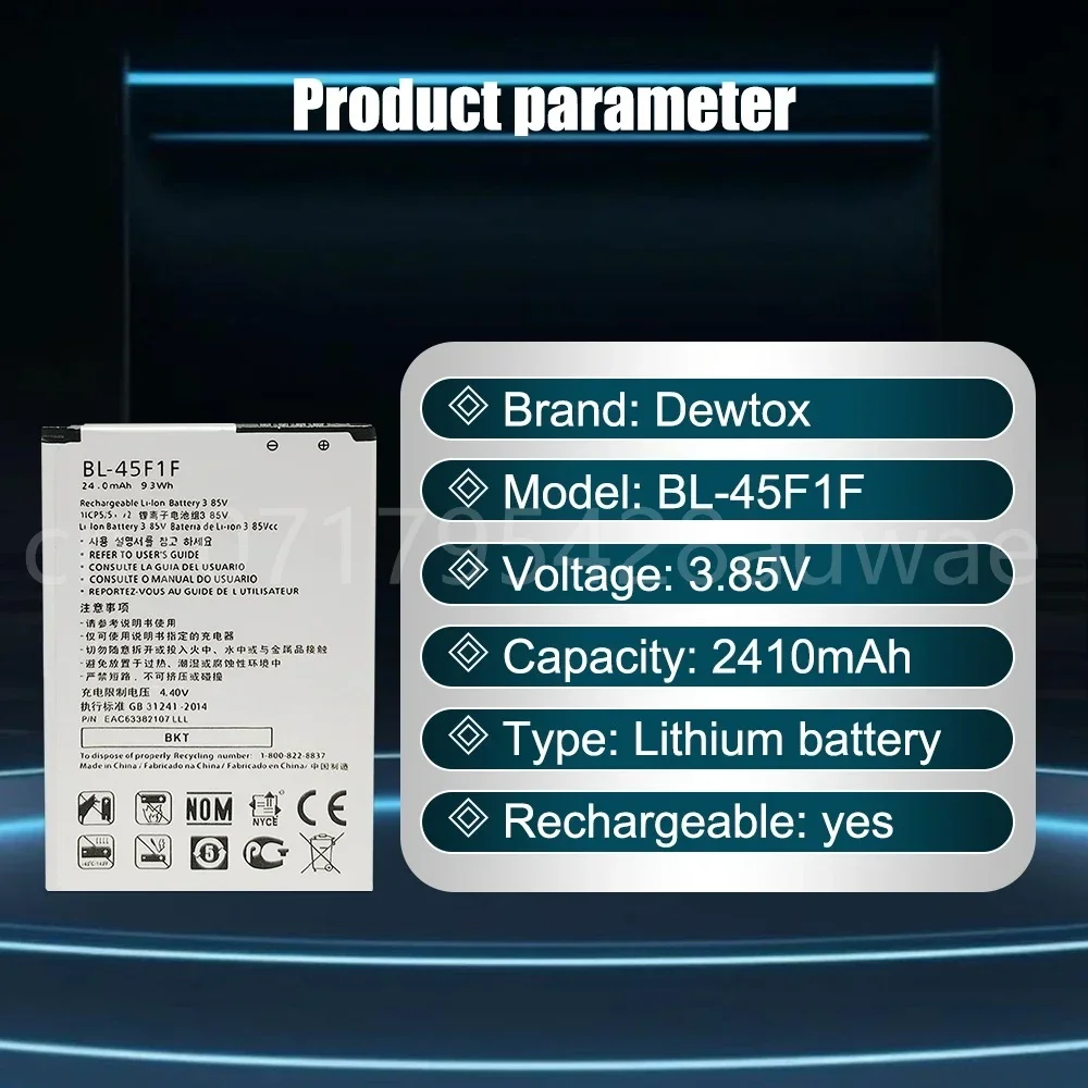 BL-45F1F Аккумулятор для LG K8 K4 K3 M160 Aristo MS210 2410 мАч X230K X240K LV3 (2017 Версия K8) BL 45F1F