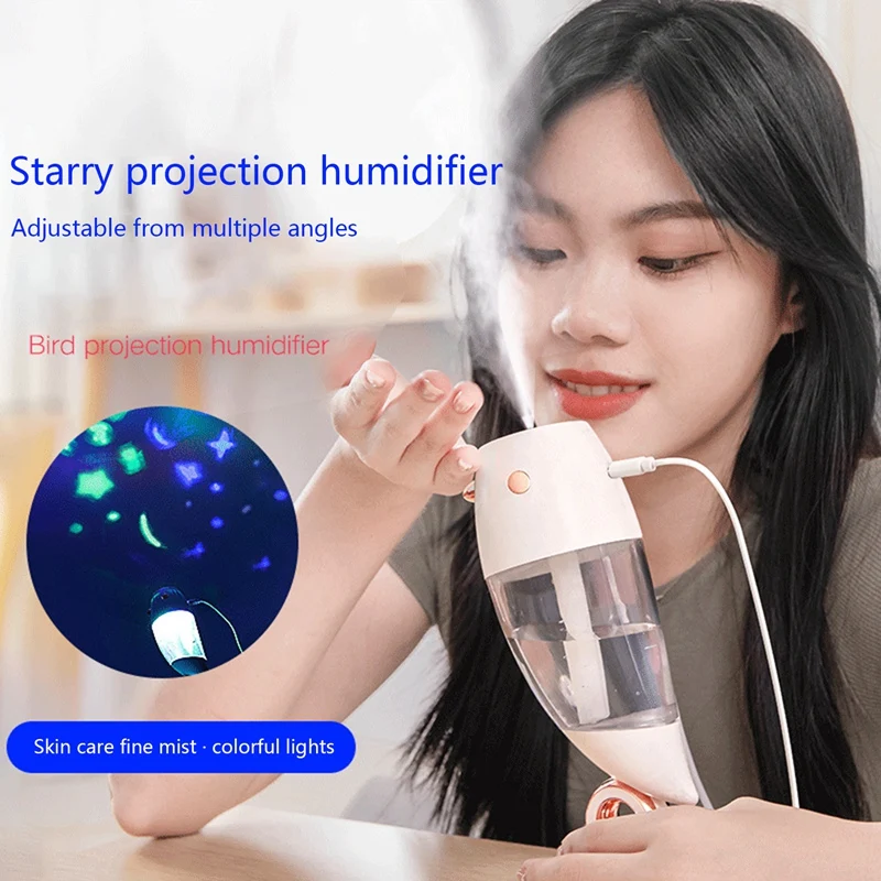 

Humidifier 250Ml Cold Fog Humidifier Silent Humidifier With Projector Lamp For Family Baby Bedroom Office Travel