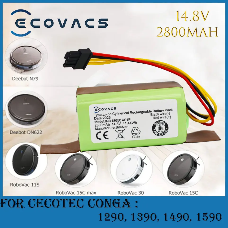 

ECOVACS новый 14,8 в 2800 мАч литий-ионный аккумулятор для робота-пылесоса Cecotec Conga 1290 1390 1490 1590 Genio deluxe 370 gutrend echo 520
