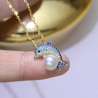 meibapj real natural freshwater pearl dolphine pendant necklace 925 sterling silver fine party jewelry for women