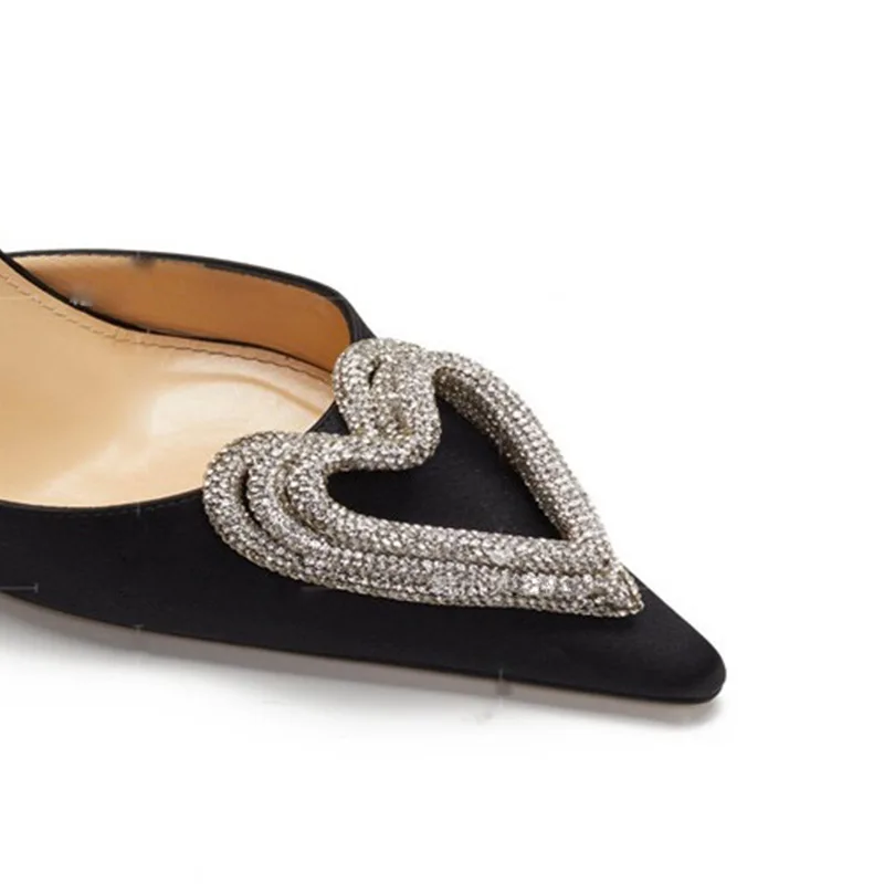 2023 Pointed High Heel Rhinestone Baotou Silk Fine Heel Women's Sandals