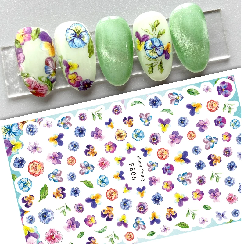 

Summer 3D Nail Sticker Art Sliders Watercolor Flowers Colorful Floret Decals Decorations Stickers For Manicure Accessories
