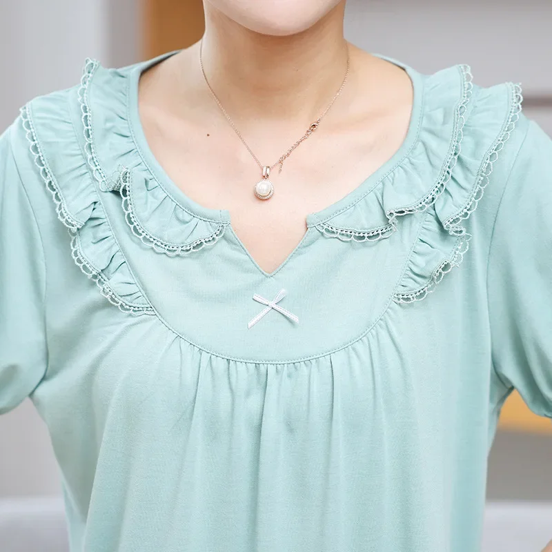 Летняя женская одежда для сна из модала с короткими рукавами брюки семью