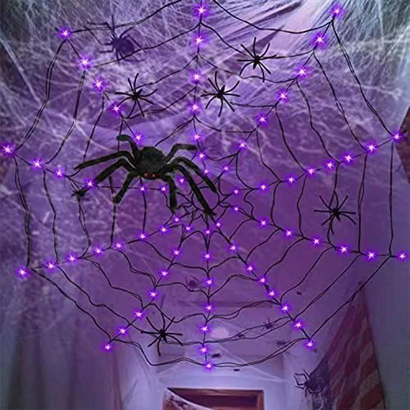 

1.2M Halloween Decoration Plastic Spider Web Purple Spider Web Halloween Atmosphere Decoration Home Outdoor Decoration Props