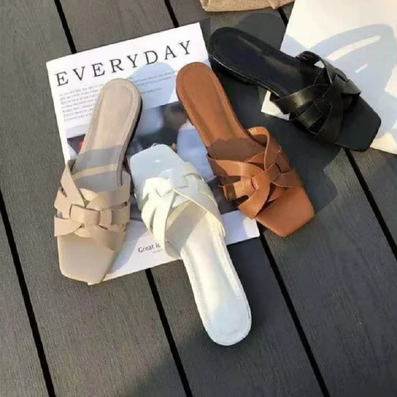 

Women Brand Slippers Summer Slides Open Toe Flat Casual Shoes Leisure Sandal Female Beach Flip Flops Big Size 43 Women Slippers