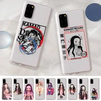nezuko kamado kimetsu no yaiba phone case for samsung s20 s10 lite s21 plus for redmi note8 9pro for huawei p20 clear case