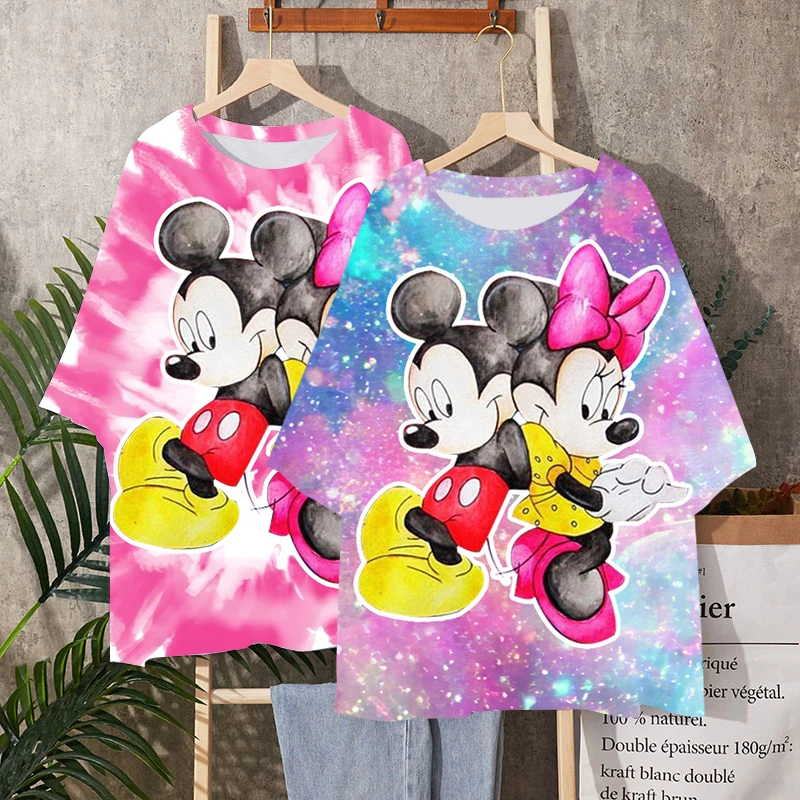 

Disney cartoon Mickey Tshirt Tops Summer casual oversized Women T-shirts Ulzzang hip hop Streetwear Harajuku short sleeve tshirt