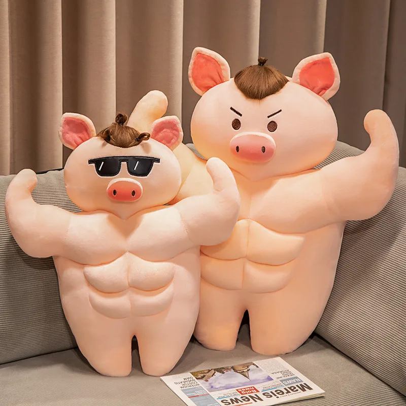 

Creative Funny Muscle Pig Plush Doll Cartoon Cute Stuffed Animals Boyfriend Plushies Throw Pillow AnimeSoft Toys for Girlfriends