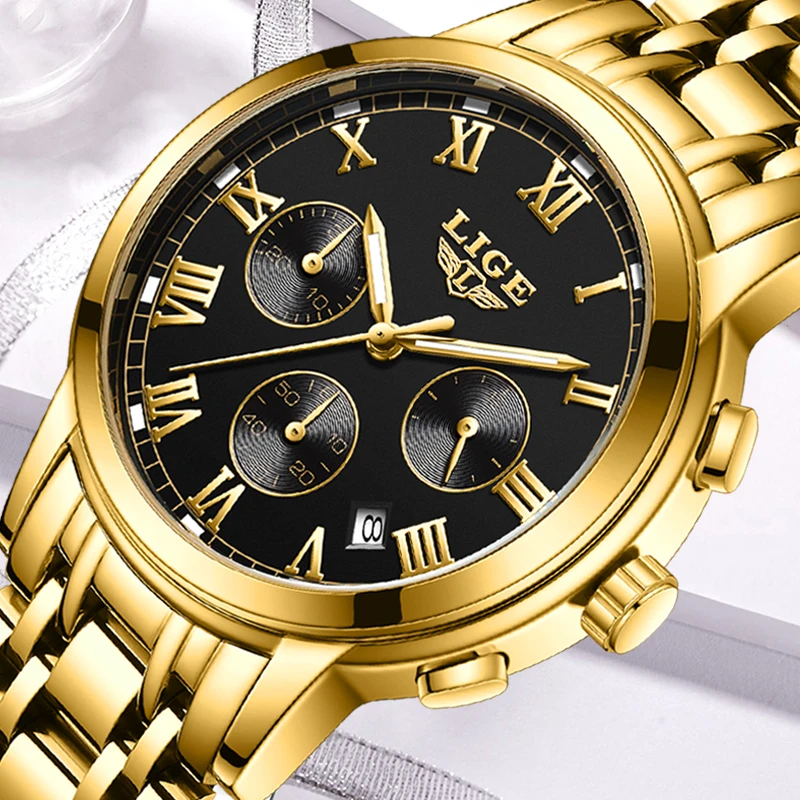 LIGE  New Fashion Women Watches Ladies Top Brand luxury Waterproof Quartz Clocks Watch Women Stainless Steel Date Gift Clock