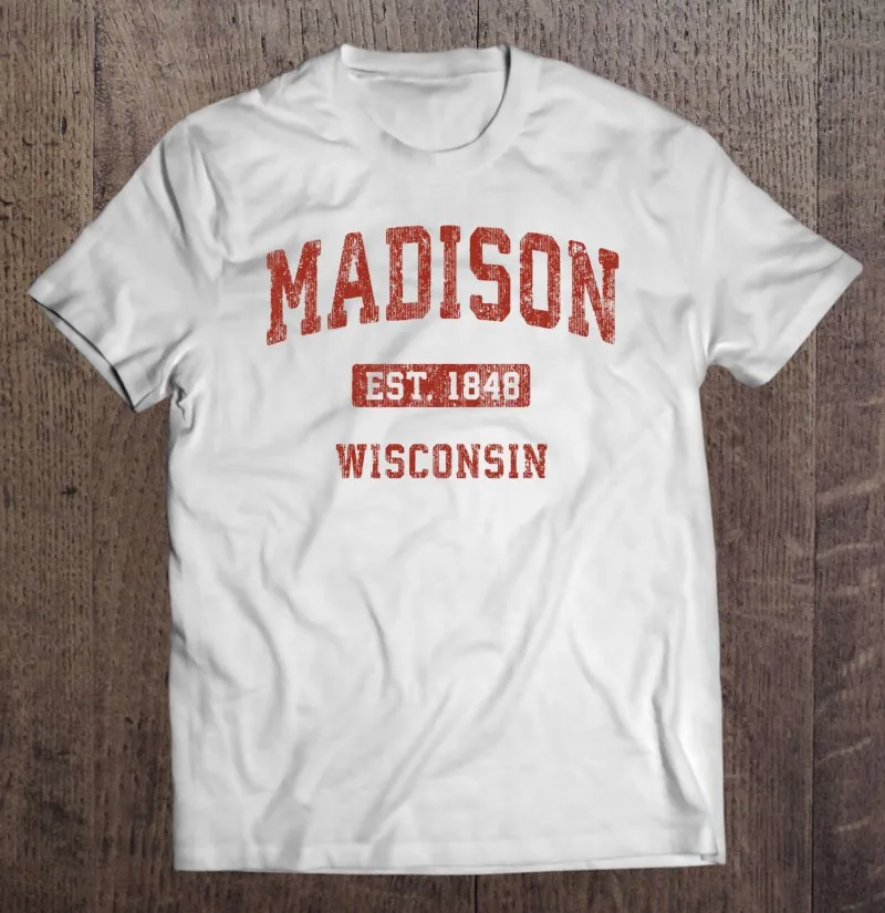 

Madison Wisconsin Wi Vintage Athletic Sports Design 3 T Shirt Vintage Unisex Blouse Anime Tshirt Essential Short Sleeve Tee