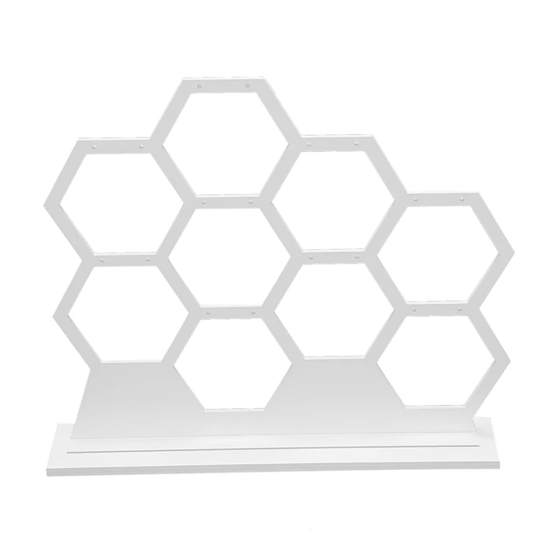 

2X Natural Wood White Honeycomb Jewelry Earrings Necklace Storage Rack Holder Jewelry Display Stand Earring Storage Rack