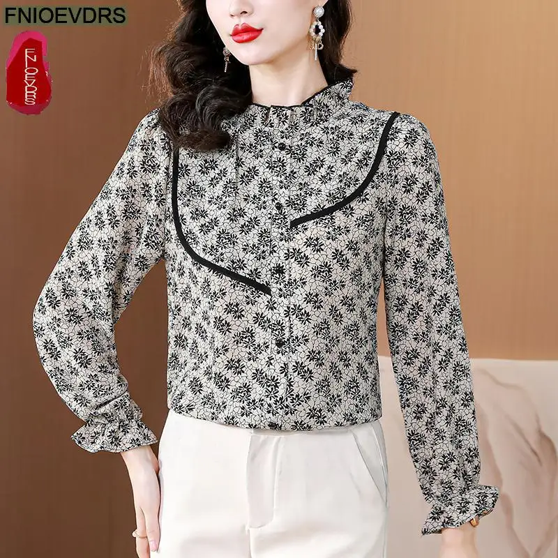 Женская Офисная рубашка в стиле ретро базовая одежда для работы на пуговицах с