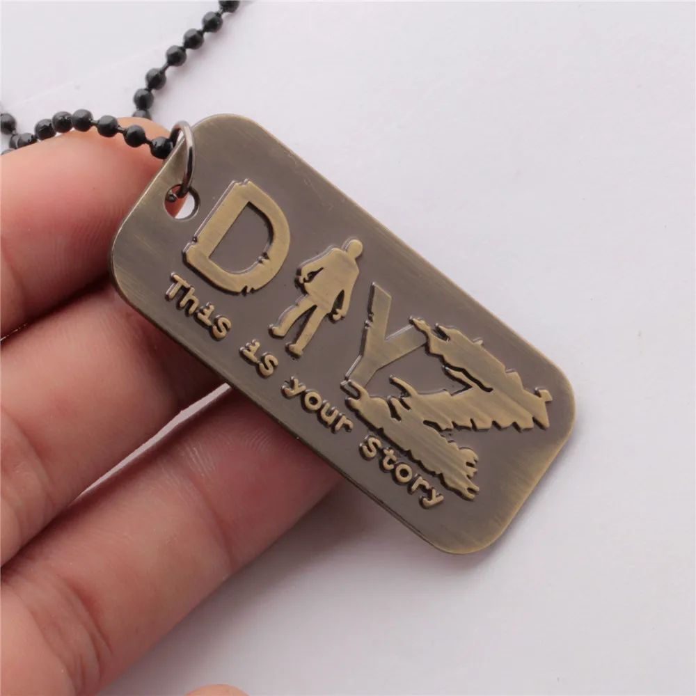 Vintage DayZ Zombie Bronze Color Pendant Nacklace Dog Tag  for Men Women Beaded Chain Necklace Fans Collectible Jewelry Gifts images - 6