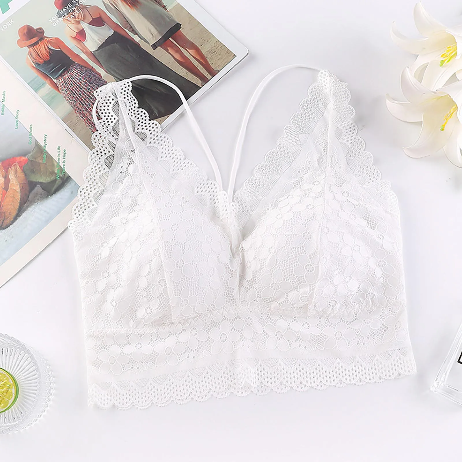 

Женский кружевной топ без рукавов, с цветочным кружевом