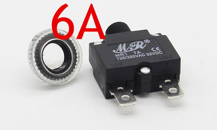 

10 шт., Термовыключатель для защиты от перегрузки 3A,4A,5A,6A ,7A,8A,10A,15A,18A,20A,25A ,30A, автоматический выключатель + водонепроницаемая крышка