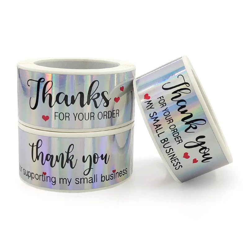 

120Pcs/roll Laser Thank You for Your Order Labels Stickers for Baking Party Gift Wrapping Package Small Business 1 *3 Inch