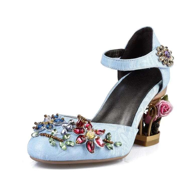 

Black Velvets Women Mary Jeans Pumps 5cm Fretwork High Heels Wine Red Wedding Shoes Colorful Rhinestone Chaussure Femme Sapatos