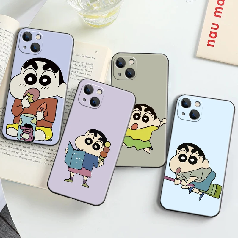 

Crayon Shin-chan For Apple iPhone 13 12 11 Pro 12 13 Mini X XR XS Max SE 5 6 6s 7 8 Plus Phone Case Liquid Silicon Soft Back